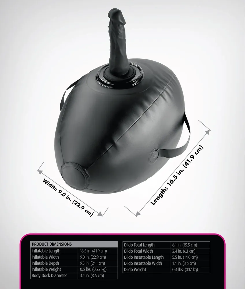 Nafukovací míč s dildem Fetish Fantasy Series Body Dock, 41,9 cm, černý - obrázek 5