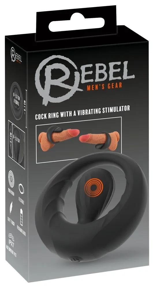Vibrační erekční kroužek Rebel Cock Ring Vibrating St, silikon, 10 režimů, černý
