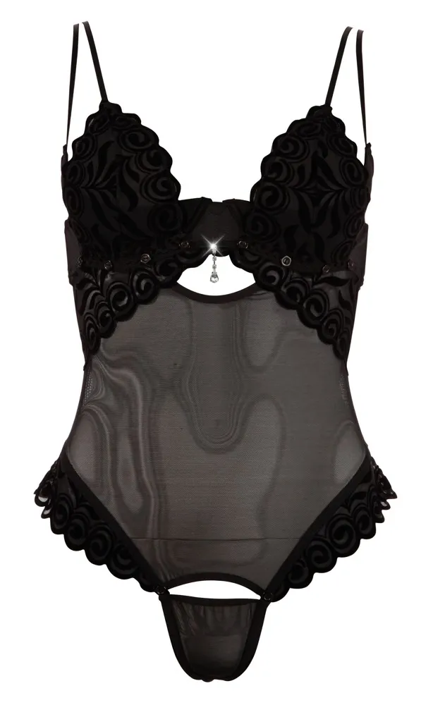 Body Cottelli Collection s polokošíčky a nastavitelnými ramínky, černé, 75B/S - obrázek 8