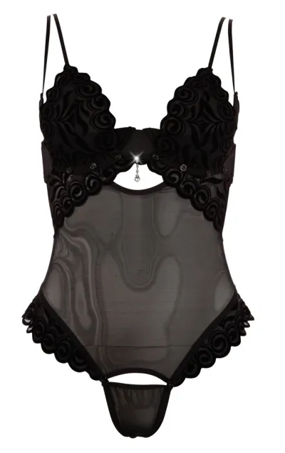 Body Cottelli Collection s polokošíčky a nastavitelnými ramínky, černé, 75B/S - obrázek 8