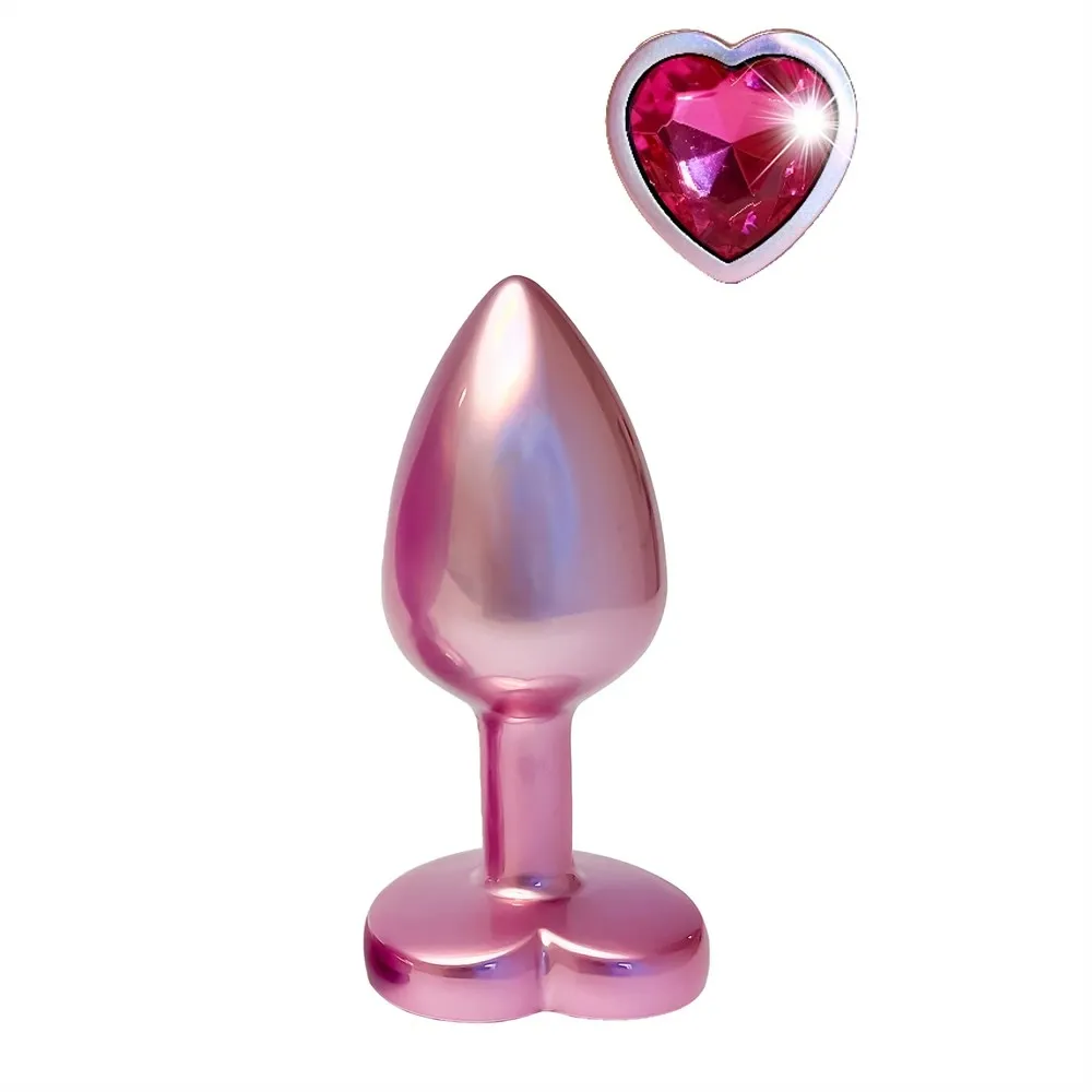 Anální kolík GLEAMING LOVE Pearl Pink Small s kamínkem ve tvaru srdce, růžový, 7,1 cm - obrázek 3