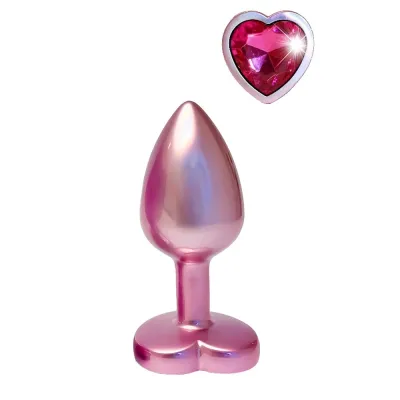 Anální kolík GLEAMING LOVE Pearl Pink Small s kamínkem ve tvaru srdce, růžový, 7,1 cm - obrázek 3