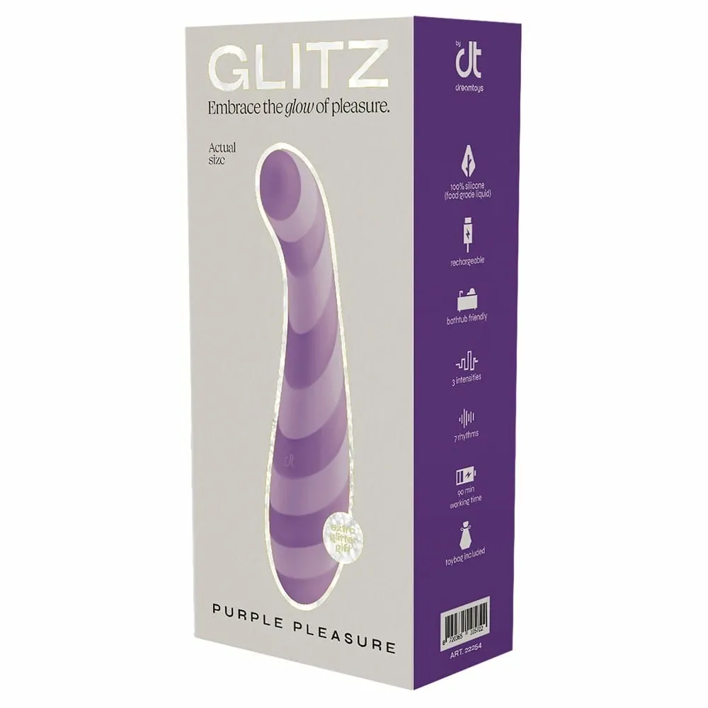 Vibrátor na bod G Glitz Purple Pleasure, ohebný, nabíjecí, fialový, 15,7 cm