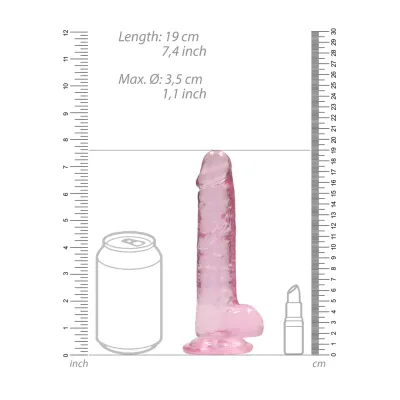 Realistické dildo s varlaty a přísavkou RealRock Crystal Clear 7", průhledné - obrázek 6