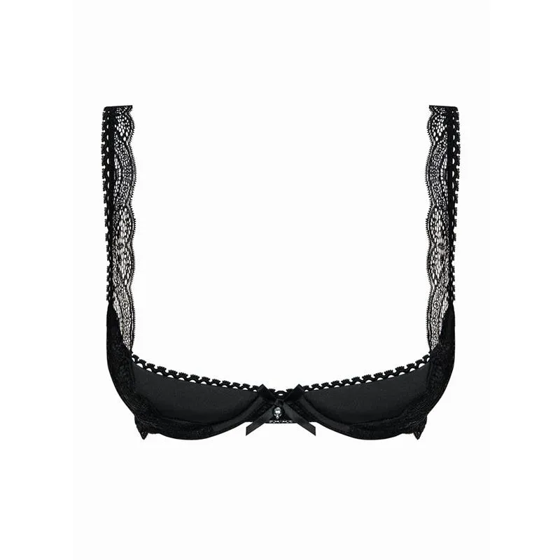 Krajková půlkošíčková podprsenka Obsessive Miamor, černá, L/XL - obrázek 2