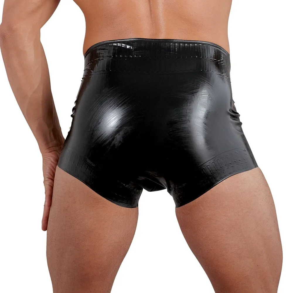 Latexové plenkové kalhotky LateX s drážkovanými okraji, černé, S - obrázek 3