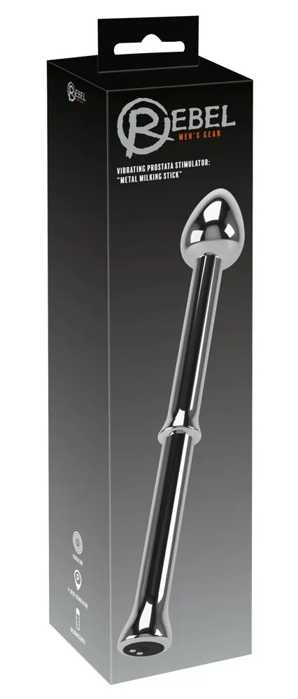 Kovový vibrační stimulátor prostaty Rebel Metal Milking Stick, nabíjecí, 26,5 cm