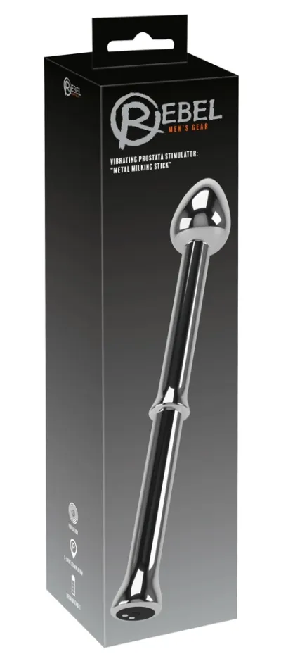 Kovový vibrační stimulátor prostaty Rebel Metal Milking Stick, nabíjecí, 26,5 cm