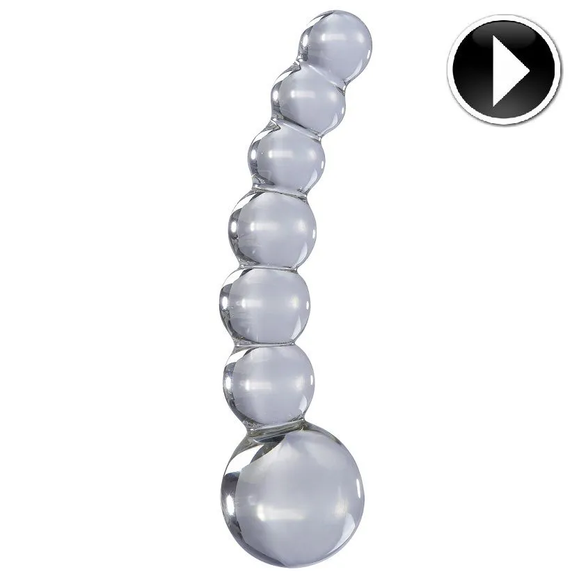 Skleněné dildo Icicles No. 66 s kuličkami, čiré - obrázek 4