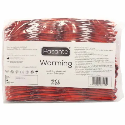 Hřejivé vroubkované kondomy Pasante Calor, 144 ks - obrázek 3