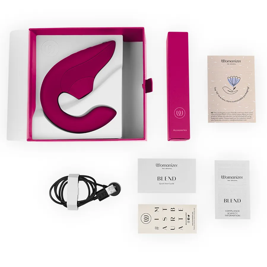 Rabbit vibrátor s tlakovým stimulátorem klitorisu Womanizer Blend, zářivě růžový - obrázek 10
