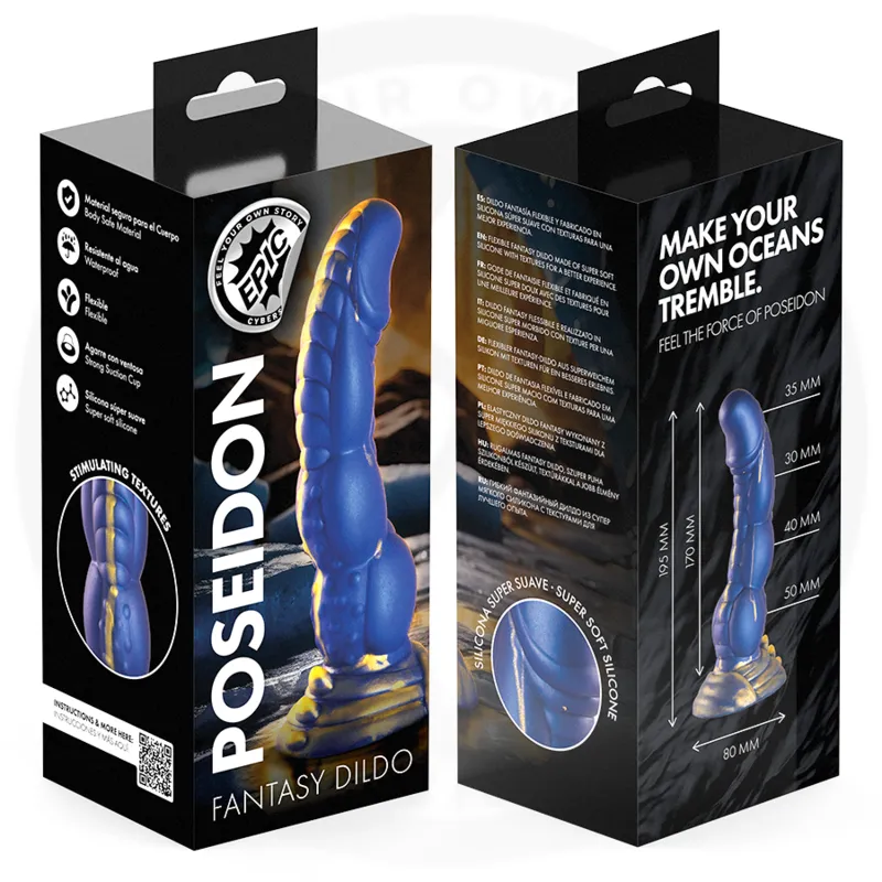 Silikonové dildo EPIC Poseidon Sea Embrace, 22 cm, modré - obrázek 10