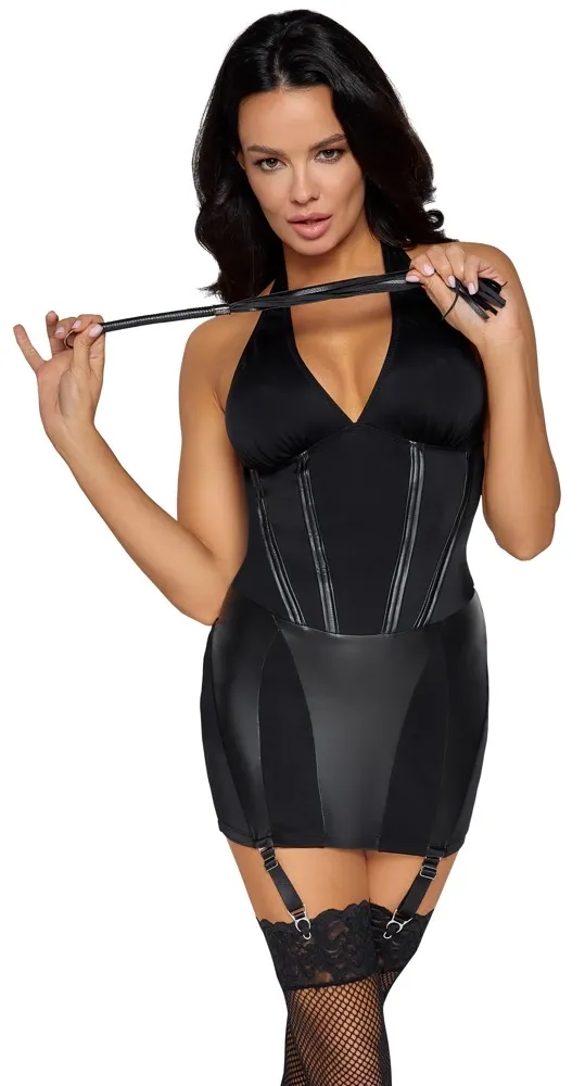 Kostým dominy Cottelli Costumes Dominatrix, šaty s mini důtkami, černý, M - obrázek 2