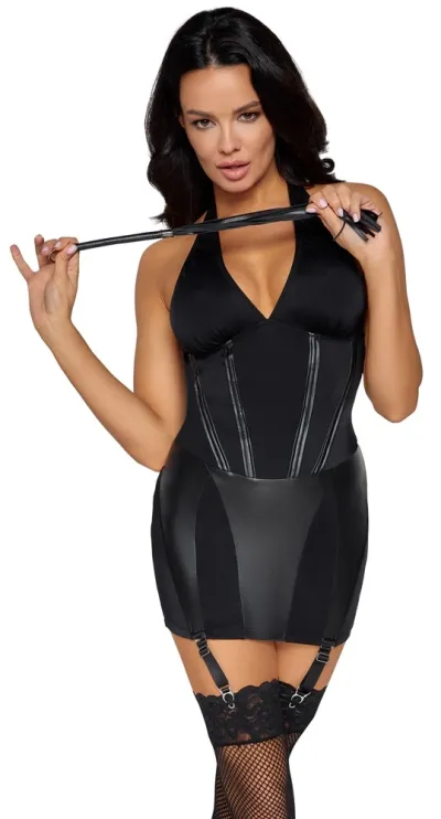 Kostým dominy Cottelli Costumes Dominatrix, šaty s mini důtkami, černý, M - obrázek 2