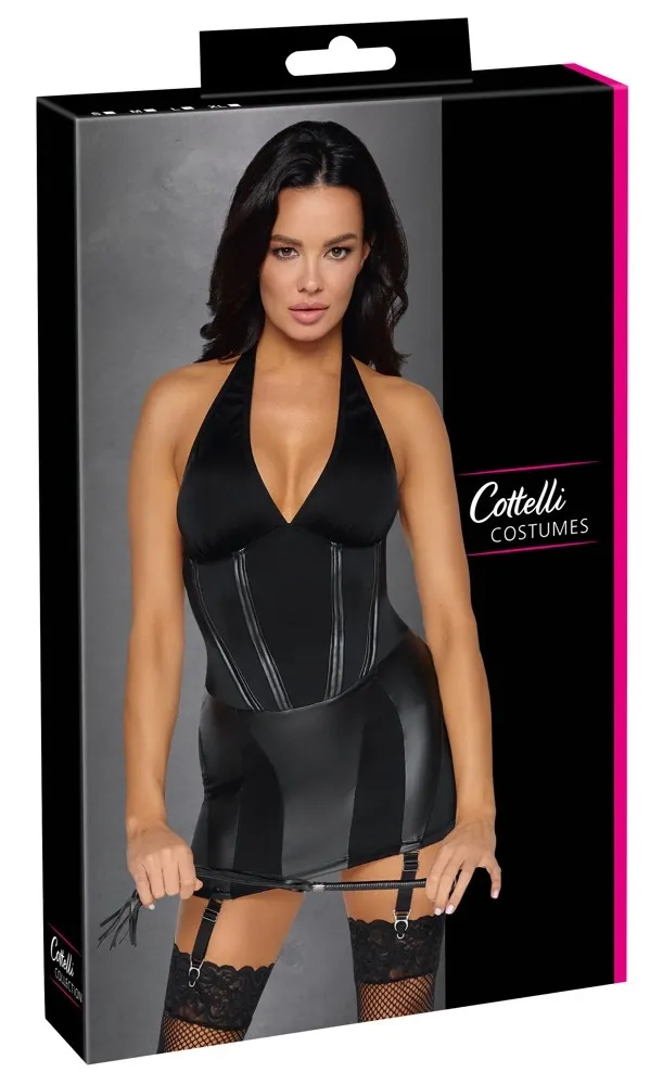 Kostým dominy Cottelli Costumes Dominatrix, šaty s mini důtkami, černý, M
