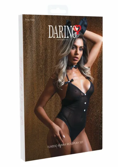 Erotický kostým zajíčka Tuxedo Bunny, body, obojek a uši - obrázek 2