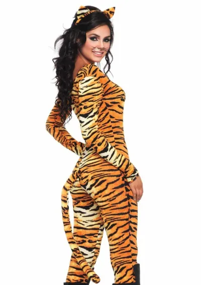 Kostým tygřice Leg Avenue Wild Tigress, catsuit s ocasem a ušima, M/L - obrázek 3