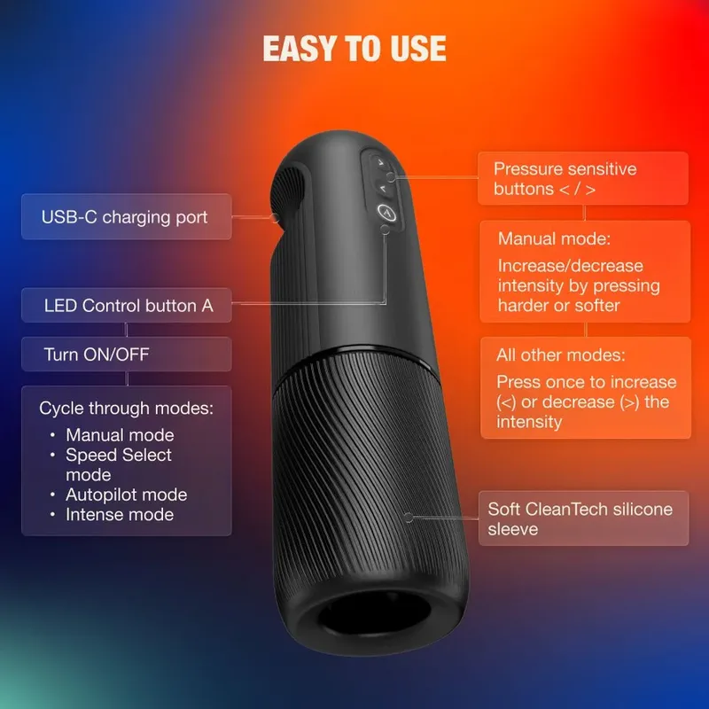 Rotační masturbátor Arcwave Orbit 360° s aplikací, černý - obrázek 13