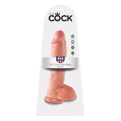Realistické dildo King Cock s varlaty a přísavkou, 25,4 cm, tělové - obrázek 4