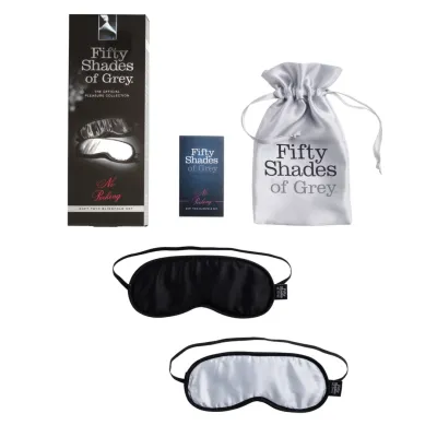 Saténové pásky přes oči Fifty Shades of Grey No Peeking, sada 2 ks, černé - obrázek 3