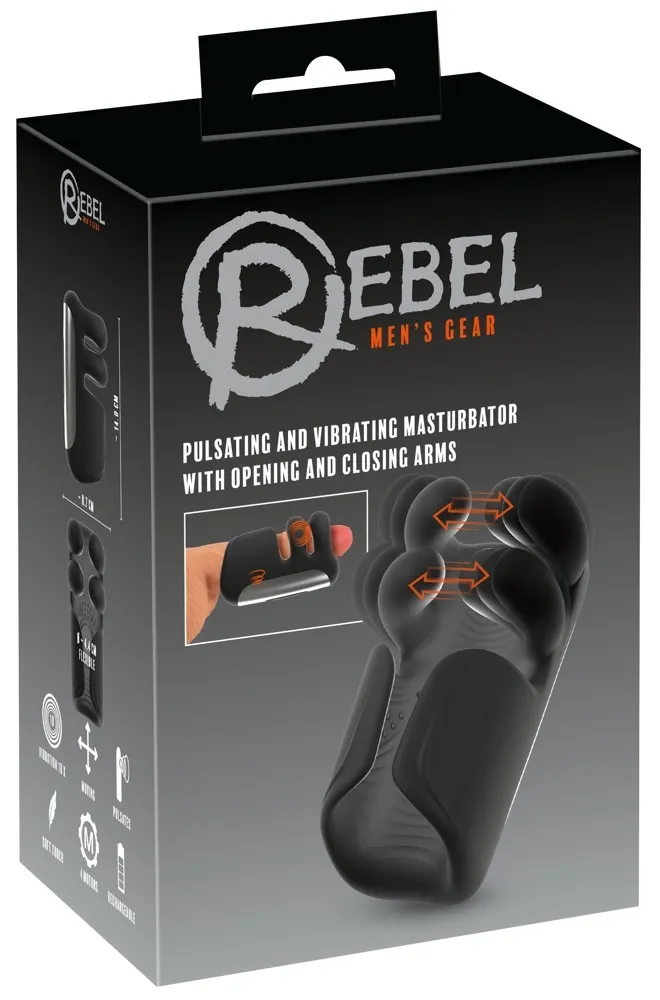 Masturbátor Rebel Puls.&Vibr. s pulzujícími a vibračními rameny, nabíjecí, 14 cm