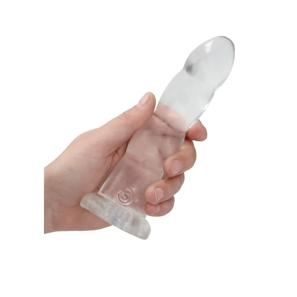 Dildo s přísavkou RealRock Crystal Clear, nerealistické, průhledné, 17 cm - obrázek 5