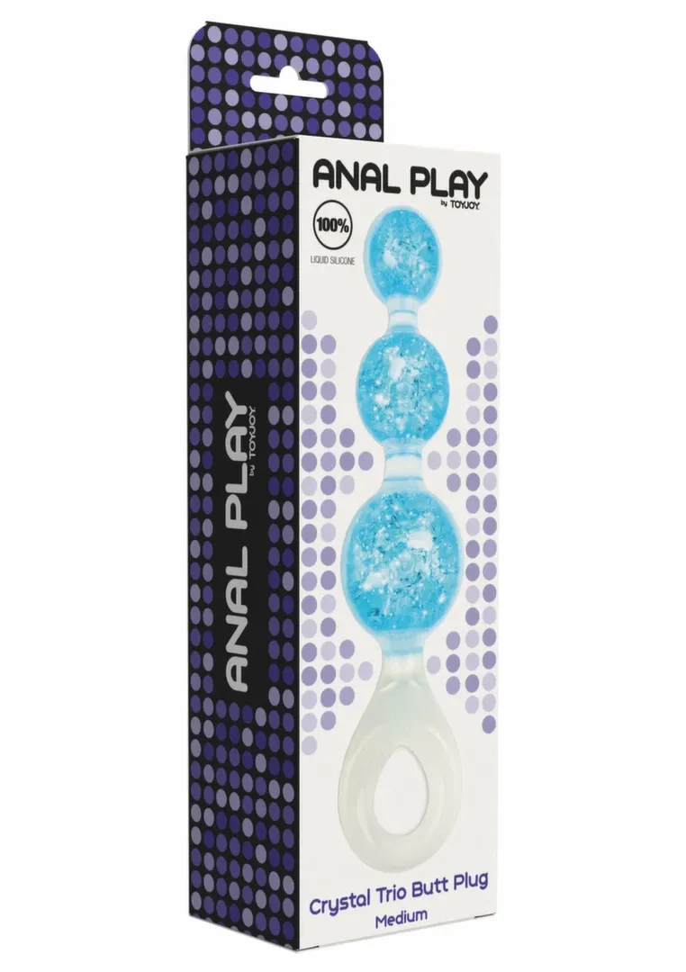 Silikonový anální kolík ToyJoy Crystal Trio Medium s krystaly, černý, 10,5 cm - obrázek 3