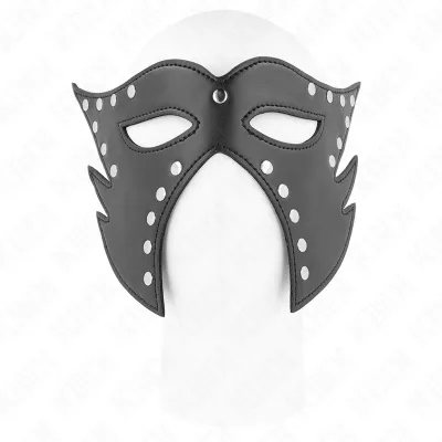 Kočičí maska KINK, model 2, černá umělá kůže, 29 x 15 cm - obrázek 3