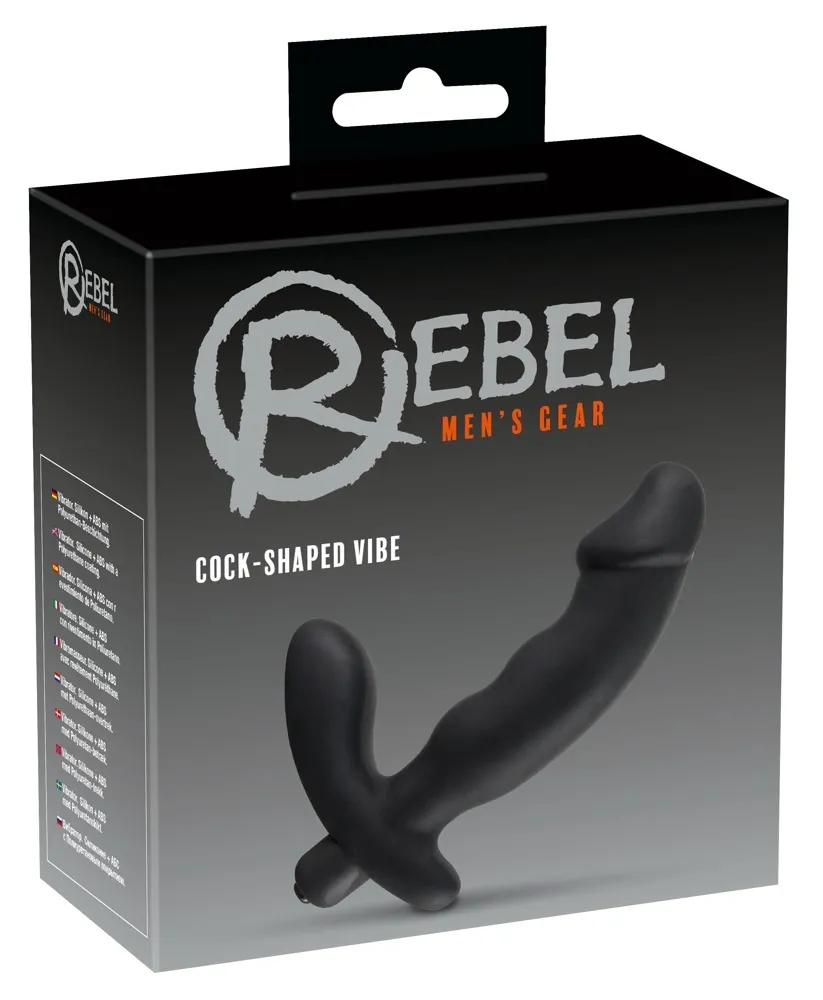 Vibrační stimulátor prostaty Rebel se stimulátorem hráze, silikonový, černý, 15 cm