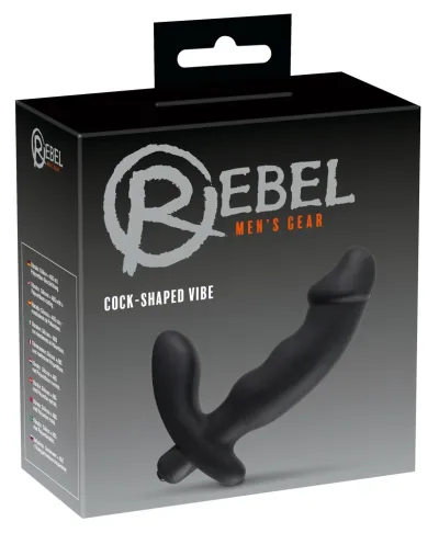 Vibrační stimulátor prostaty Rebel se stimulátorem hráze, silikonový, černý, 15 cm