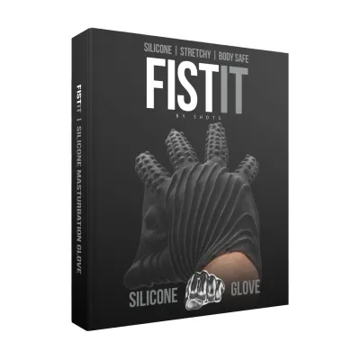 Silikonová stimulační rukavice Fist It se strukturou, černá - obrázek 2
