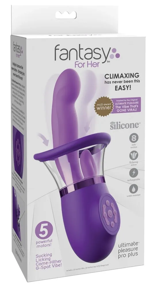 Rabbit vibrátor se sáním Fantasy For Her Ultimate Pleasure Pro Plus, fialový, 20,3 cm