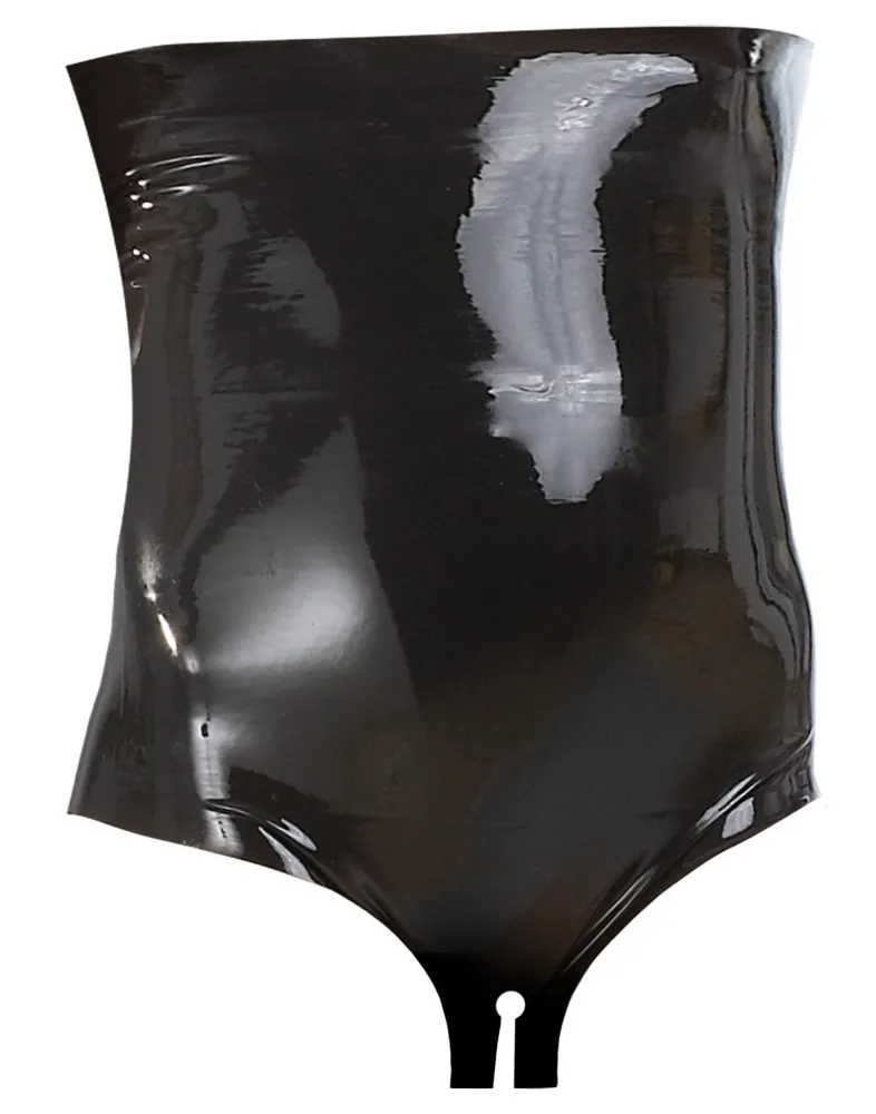 Latexové slipy LateX s vysokým pasem a otevřenou přední částí, černé, S - obrázek 5