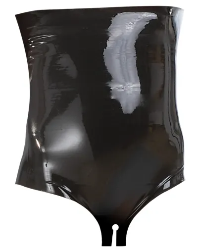 Latexové slipy LateX s vysokým pasem a otevřenou přední částí, černé, S - obrázek 5