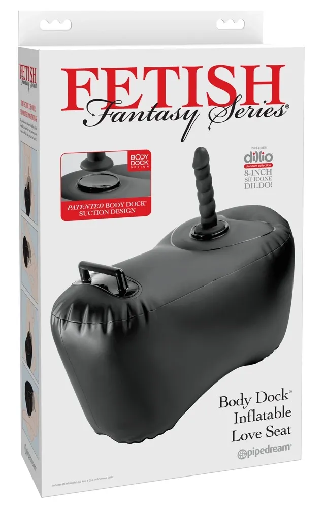 Nafukovací sedák s dildem Fetish Fantasy Series Body Dock, 69,2 cm, černý