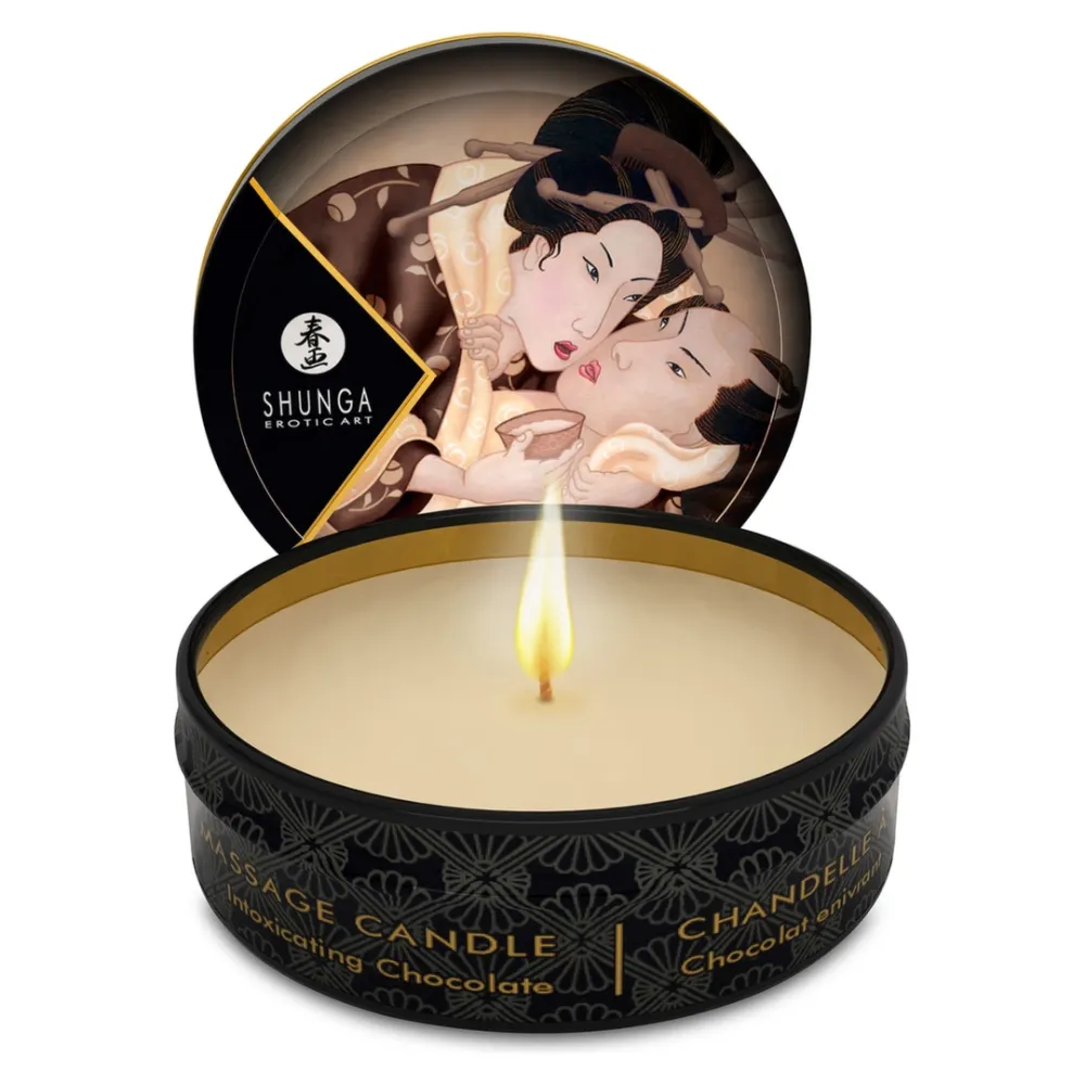 Masážní svíčka Shunga Mini Caress by Candlelight, čokoláda, 30 ml
