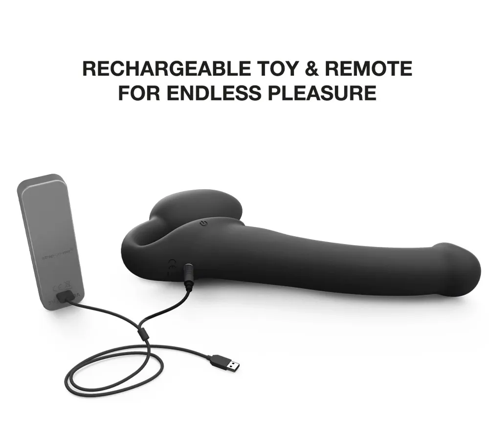 Vibrační strap-on Strap-On-Me Vibrating Bendable, 3 motory, černý, 15,2 cm - obrázek 5