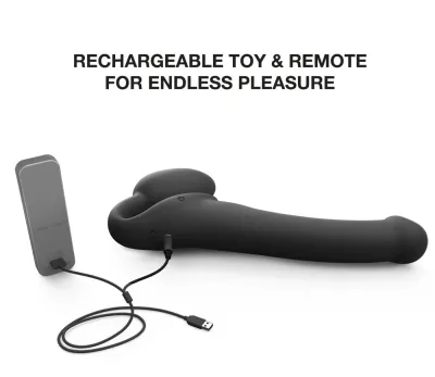 Vibrační strap-on Strap-On-Me Vibrating Bendable, 3 motory, černý, 15,2 cm - obrázek 5