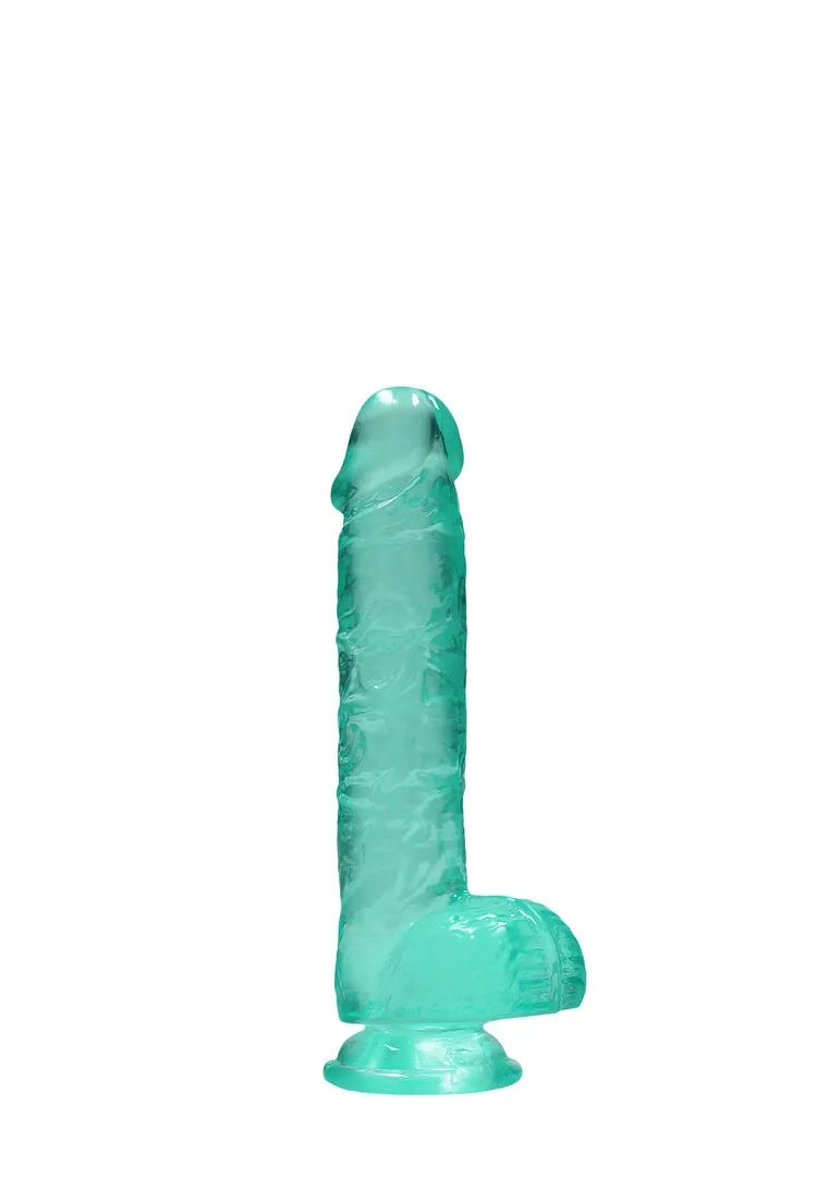 Realistické dildo RealRock Crystal Clear Model 6 s přísavkou, průhledné, 17 cm
