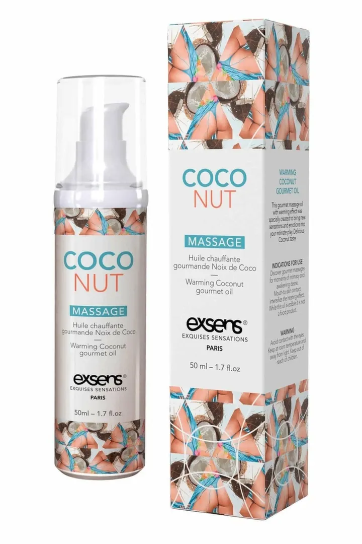 Hřejivý masážní olej EXSENS Coconut, kokos, 50 ml - obrázek 2