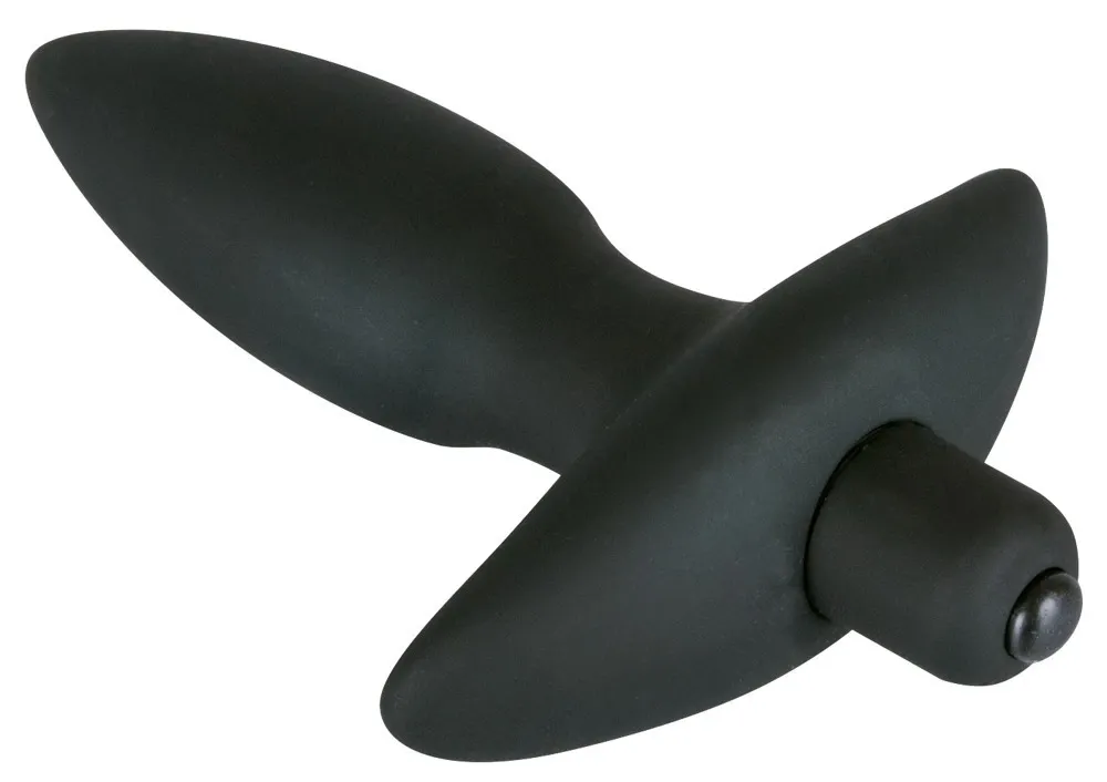 Vibrační anální kolík Black Velvets Small Plug, silikon, černý, 13 cm - obrázek 3