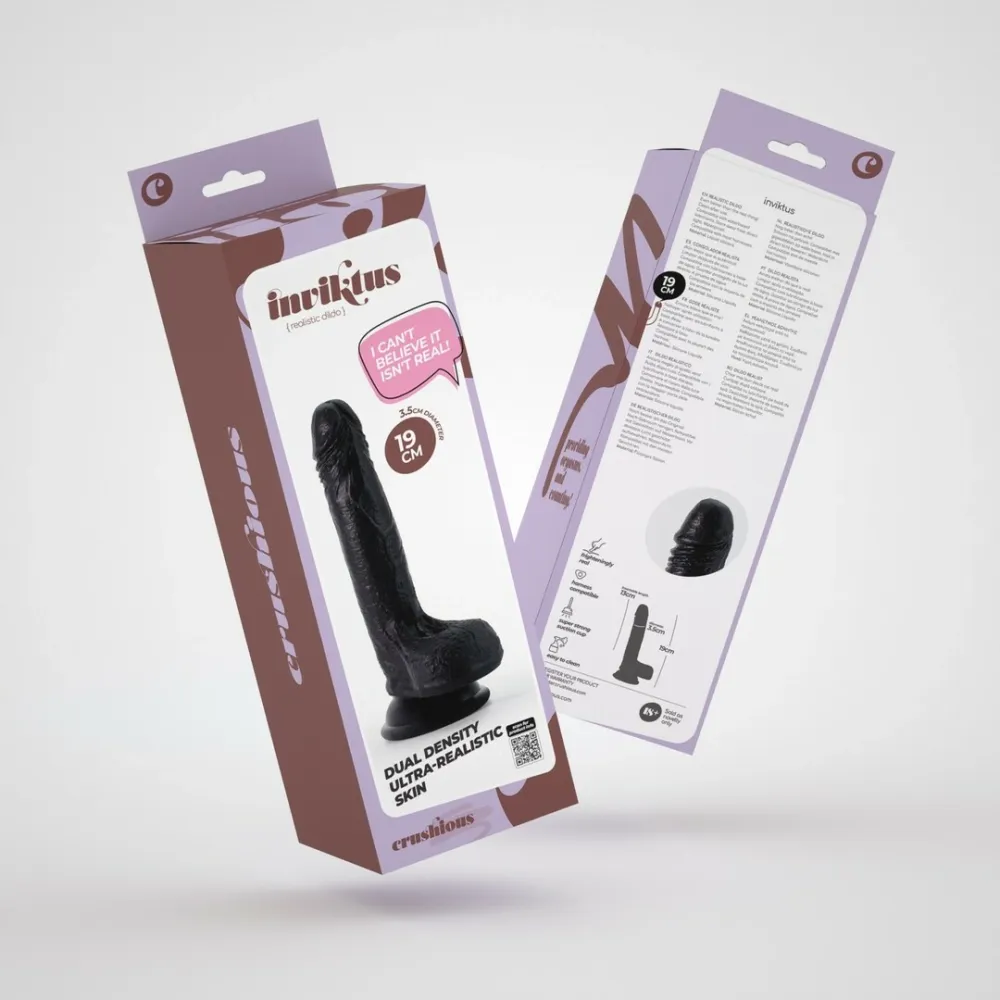Crushious Inviktus silikonové dildo s přísavkou 19 cm černé - obrázek 2