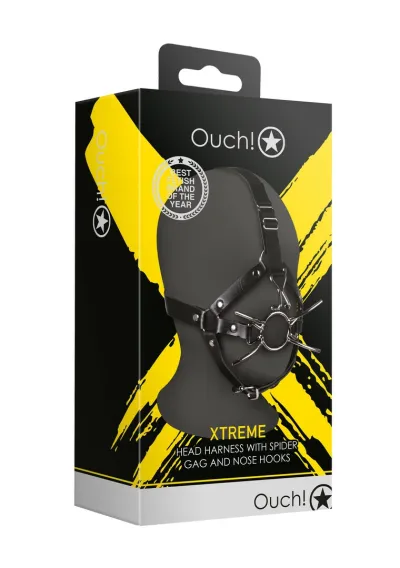 Roubík Shots Spider Gag s postrojem na hlavu a háčky do nosu, černý - obrázek 2