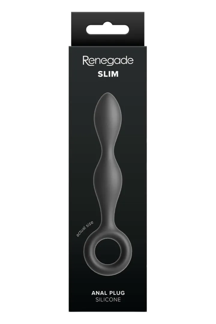 Anální kolík Renegade Slim s kroužkem na prst, silikon, černý, 12,7 cm - obrázek 4