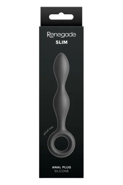 Anální kolík Renegade Slim s kroužkem na prst, silikon, černý, 12,7 cm - obrázek 4