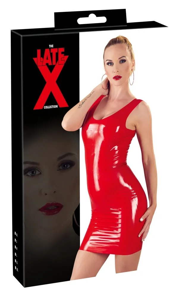 Latexové šaty LateX Classic bez rukávů, 0,4 mm, červené, XS