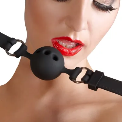Silikonový roubík You2Toys s kuličkou a otvory pro dýchání, černý, průměr 3,5 cm - obrázek 6