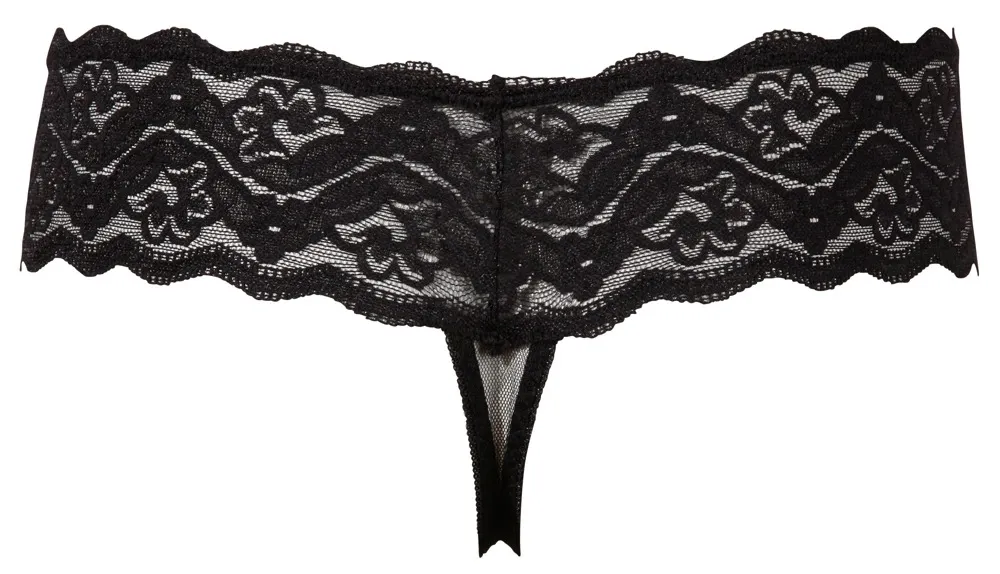 Krajková tanga s perlami Cottelli Collection, černá, M - obrázek 8
