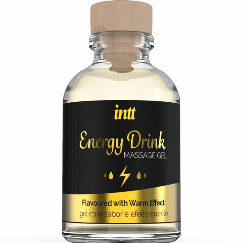 Hřejivý masážní gel INTT s příchutí energetického nápoje, 30 ml