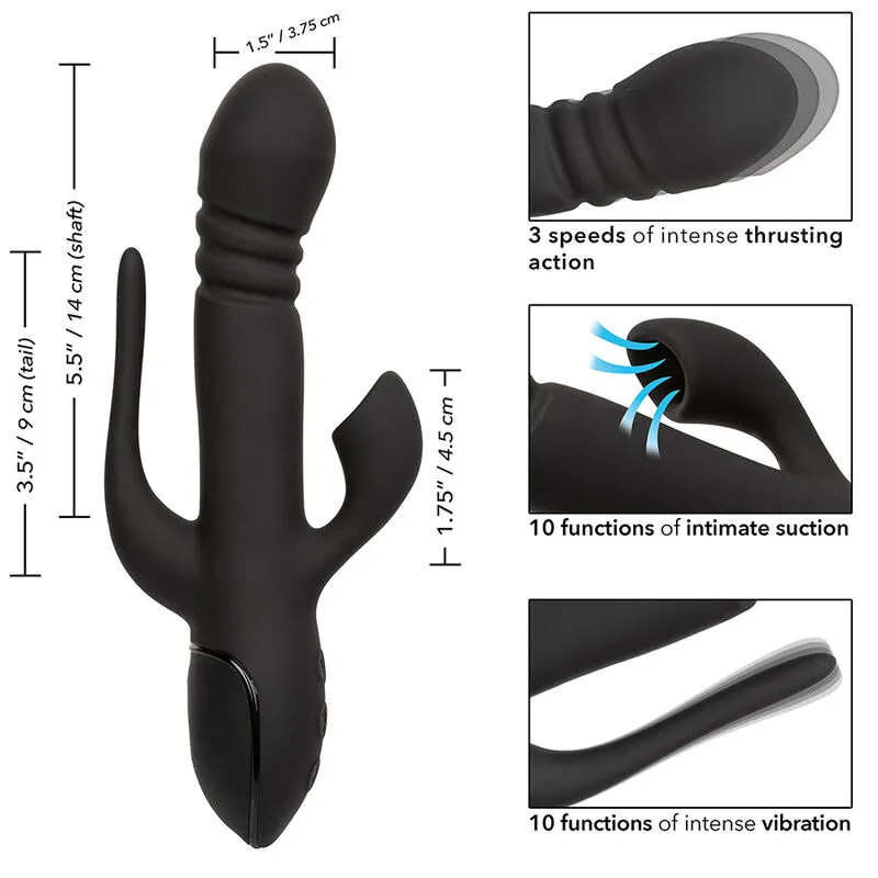 Rabbit vibrátor CalExotics Triple Euphoria s přirážením a sáním, černý - obrázek 9